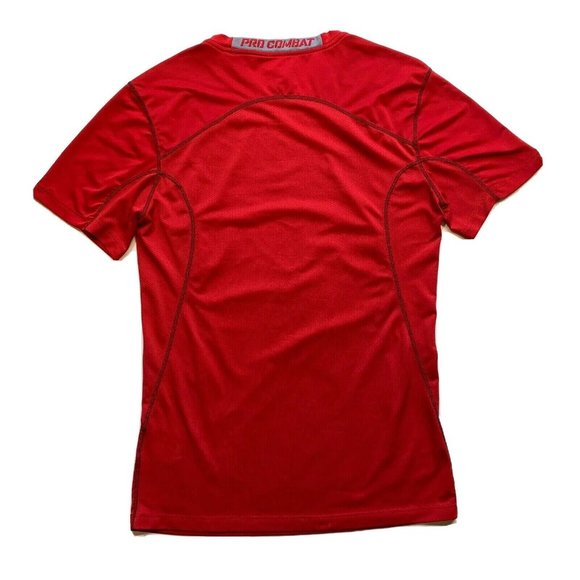 Nike Pro Combat Dri-Fit Mens Small Fitted Compression Top‎ Short Sleeve Red Run - Picture 2 of 12
